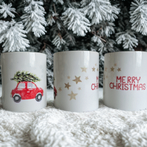 Kubek „Merry Christmas” z czerwonym autem i choinką Klave